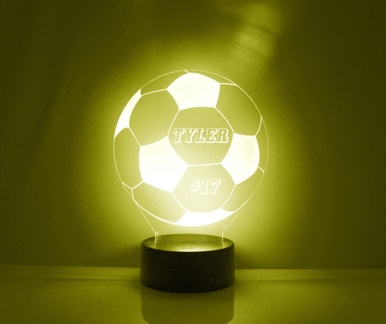 Soccer Ball Night Light 16 Color Change, Engraved Gift LED Night Lamp Personalized Free With Remote Control