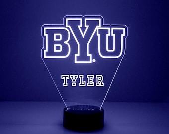 BYU Cougars, Personalized Sports Fan Lamp, College Logo, Engraved, BYU Fan Gift, OFFICIALLY Licensed Collegiate Product