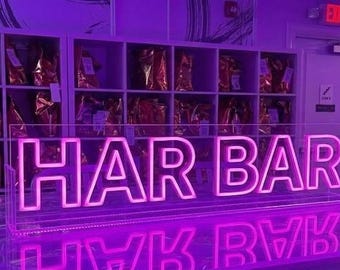 Custom Bat Mitzvah Centerpiece, LED Name Light, Personalized Acrylic Centerpiece, LED Décor, Girls Party Table Décor, Neon Sign, Battery