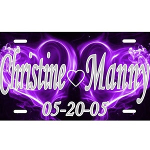Placa personalizada - etiqueta automática - crie seus próprios nomes, mensagem, monograma, qualquer texto em etiqueta de alumínio, nomes de casais em corações