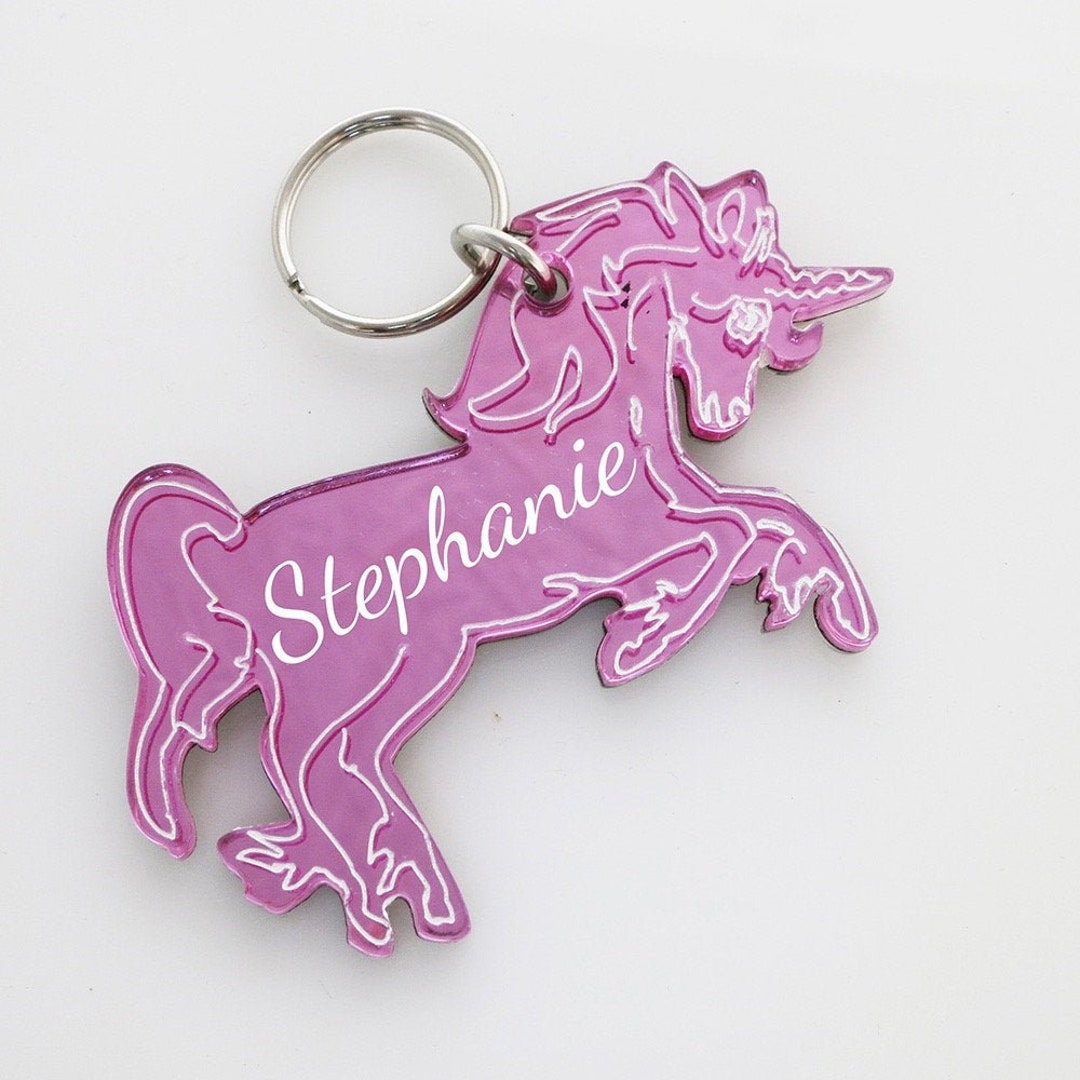 Personalized Unicorn Key Chain, Engraved With Name Etsy
