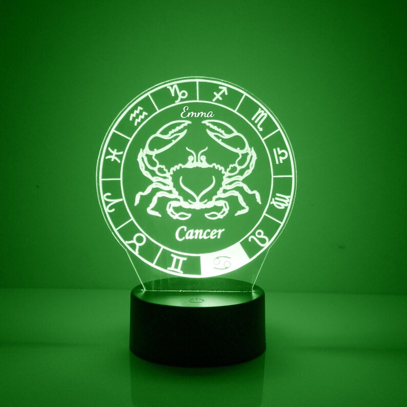 Cancer Night Light Personalized Free Zodiac LED Night Lamp Etsy