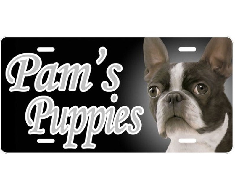 Boston Terrier Vanity Dog License Plate Auto Tag Message Names Create Your Own Any Text on Aluminum Tag Monogram