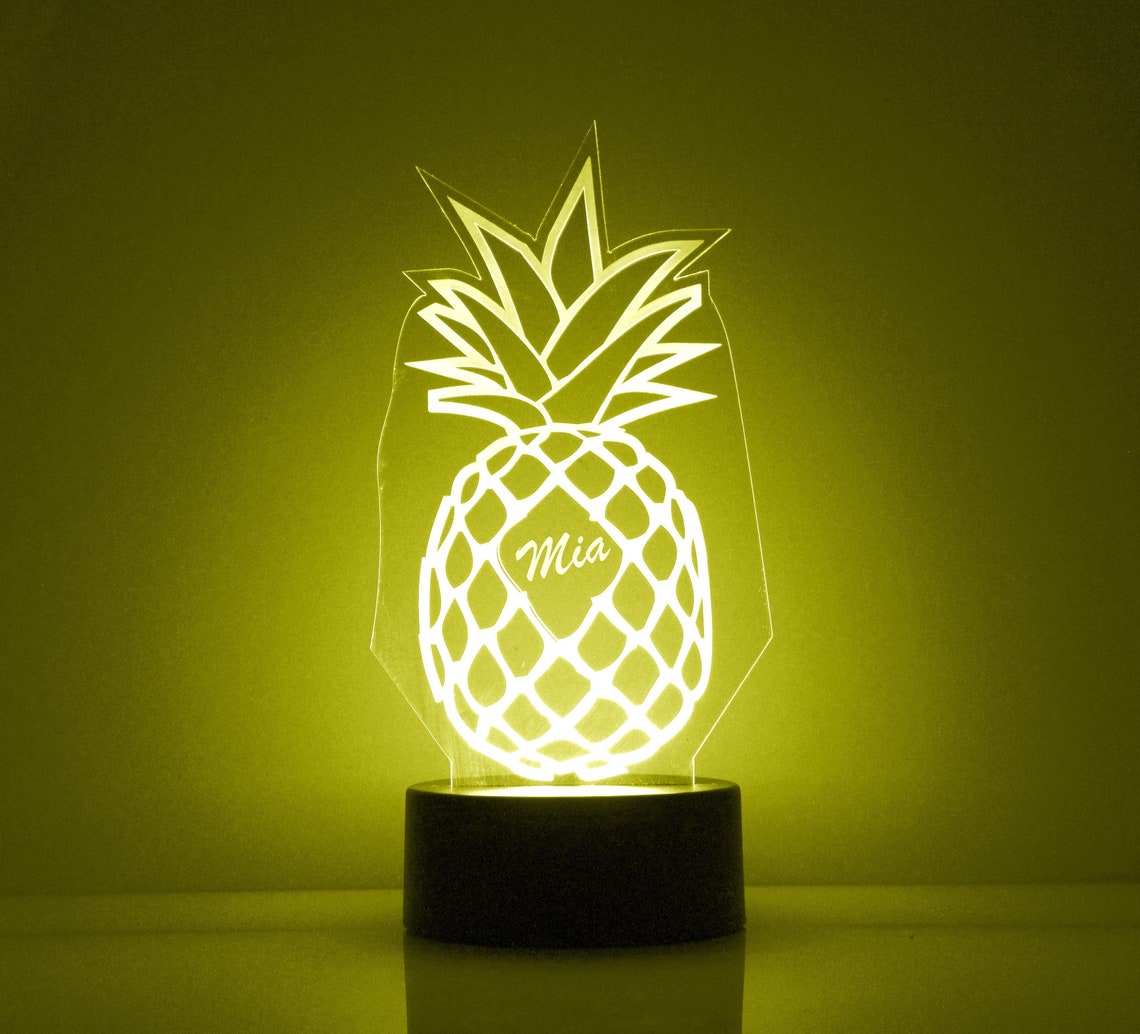 Pineapple Night Light Personalized Free LED Night Lamp With Etsy