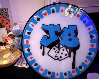 Poker Chip Acrylic Mitzvah Guest Book | Personalized Bar Mitzvah Shadow Box Sign In Board | Unique Keepsake Event Décor | Vegas Casino Theme