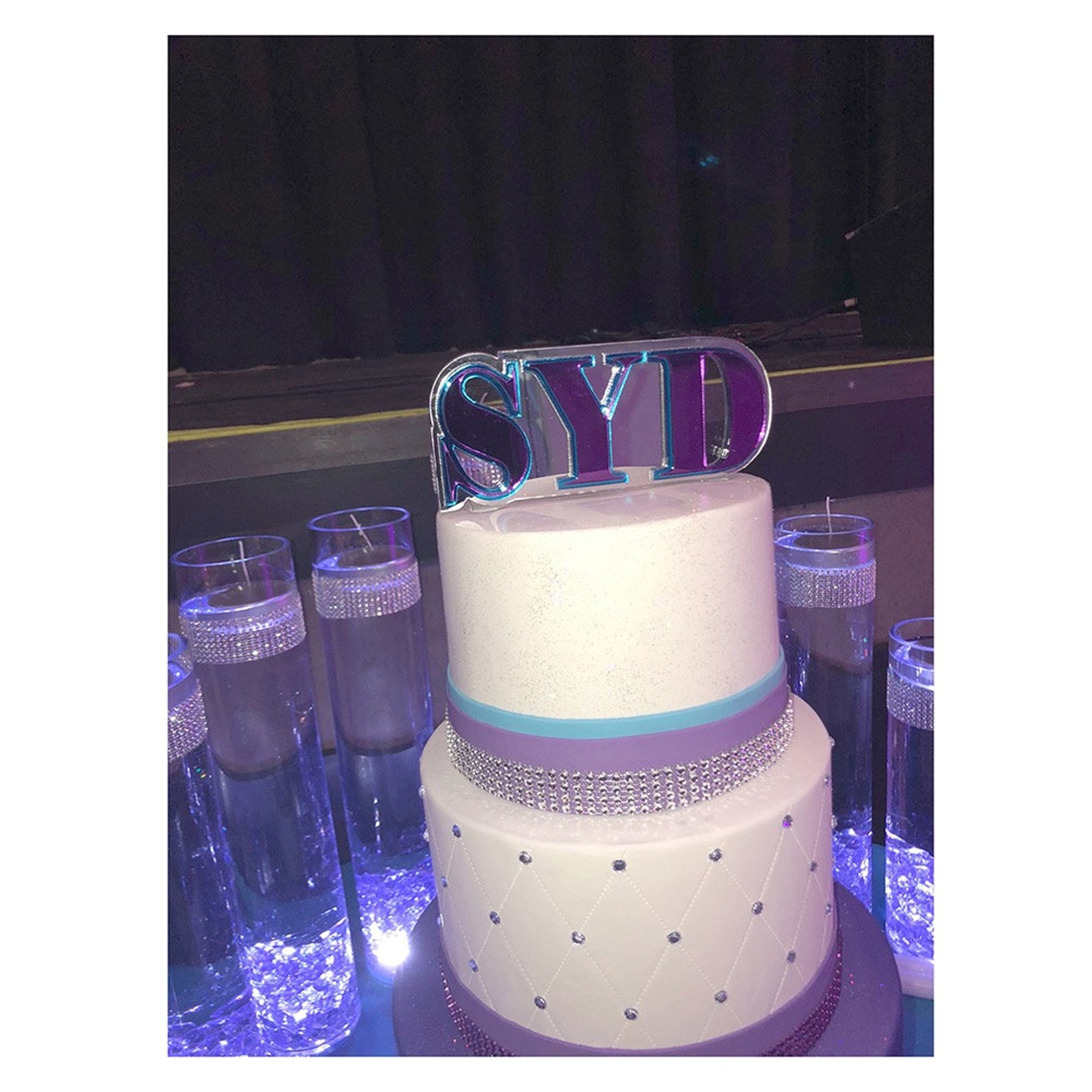 Custom Made Mirrored Acrylic Cake Topper - Create Your Own Logo or ...