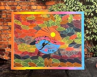 Drop Box Custom Made Surfing, Beach Theme Bat Mitzvah Neon Acrylic Sign In Board -Sweet 16,- Weddings, Quinceaneras,Shadow Box Sign In Board