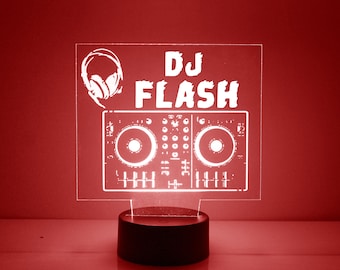Nachtlampje DJ-bord, gratis gepersonaliseerd, led-nachtlampje, met afstandsbediening, gegraveerd cadeau, 16 kleurwisselingen