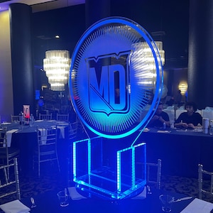 Custom Made LED Acrylic Light Up Centerpieces - Create Your Own Logo or Design - Sweet 16, Birthday, Bar/Bat Mitzvah, Weddings, Graduation
