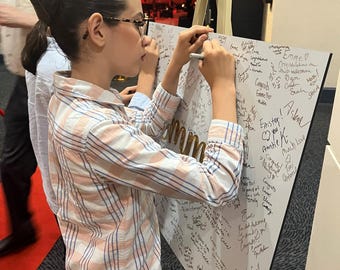 Custom Made Acrylic Bat Mitzvah/ Wedding/ Party Mirrored Acrylic Sign In Board - Create Your Own Logo - Sweet 16 Party Sign In Board