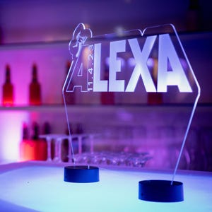 Bar/Bat Mitzvah Party Decor, Custom Made LED Acrylic Light Up Centerpieces Your Own Logo or Design - Sweet 16, Birthday,Weddings, Graduation