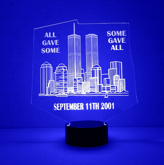 Twin Towers Night Light, Personalized Free, LED Night Lamp, With