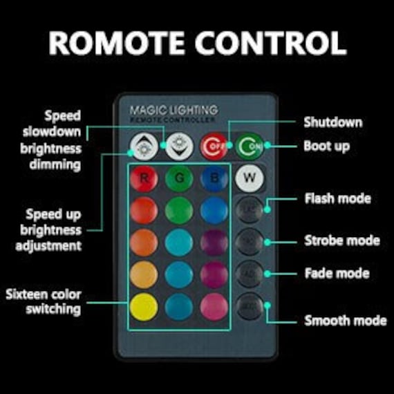 LED Light Base With Remote Control 16 Color Change Etsy UK