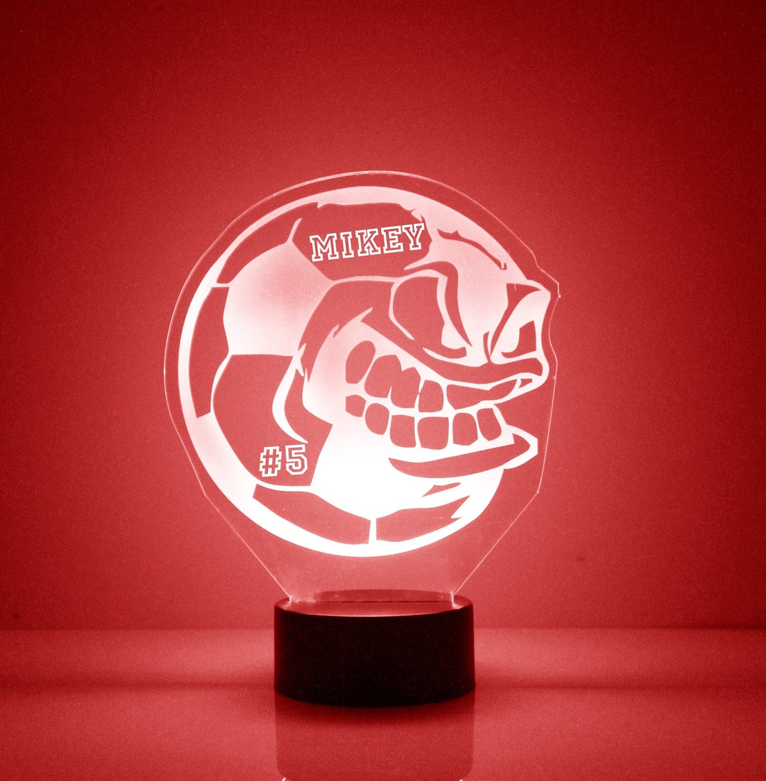 Soccer Ball Night Light, Personalized Free, LED Night Lamp, With Remote Control, Engraved Gift