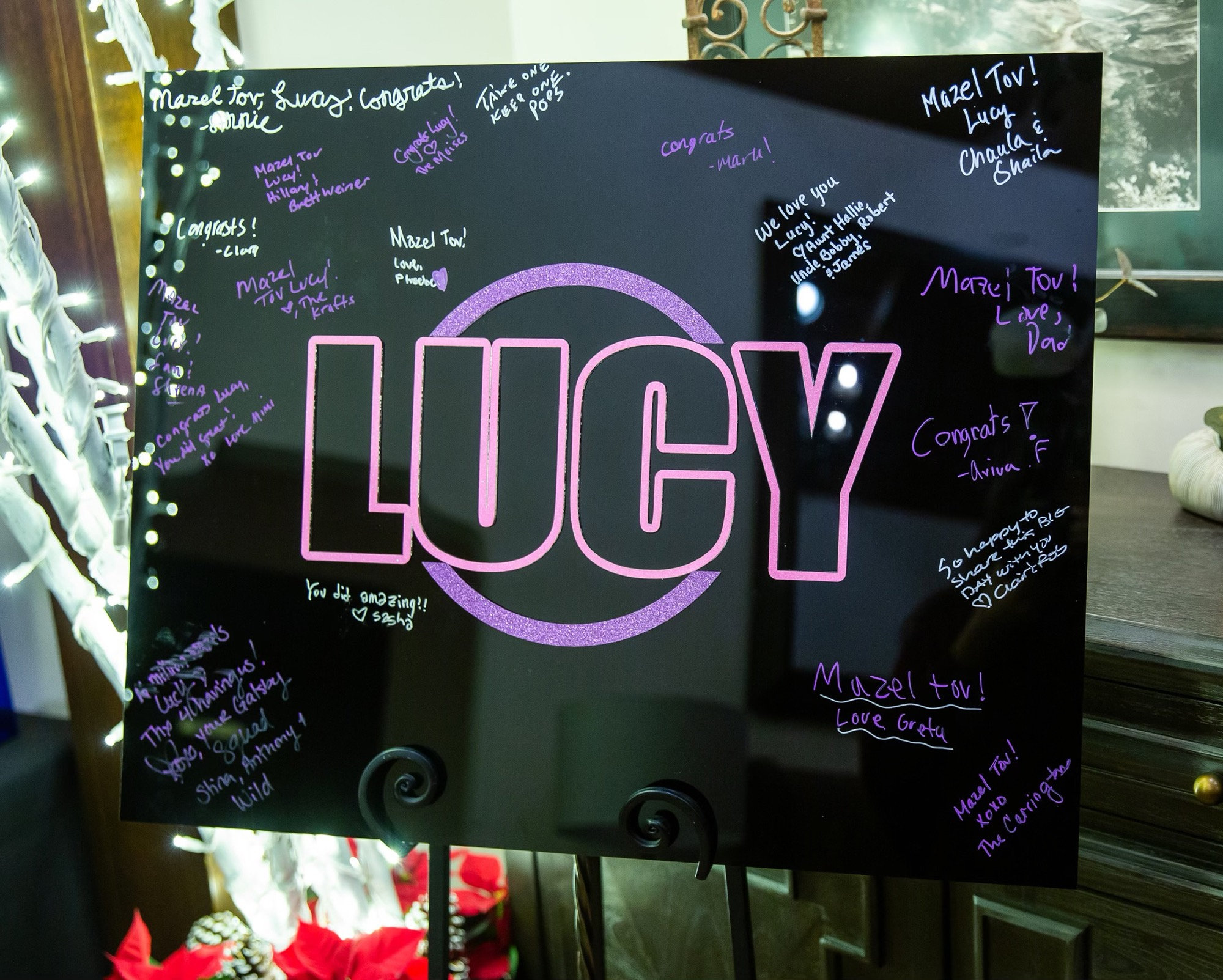 Panneau de signalisation en acrylique miroir pour Bar/bat mitzvah/mariage/fête - Créez votre propre logo - Panneau de signalisation de fête Sweet 16