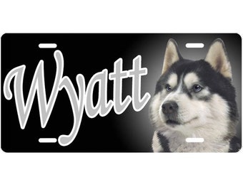 Siberian Husky Dog Any Name Personalized Aluminum Car Tag License Plate 