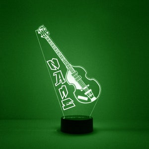 Bass Guitar Night Light, Personalized Free, LED Night Lamp, With Remote Control, Engraved Gift, 16 Color Change, Musician's Gift image 3