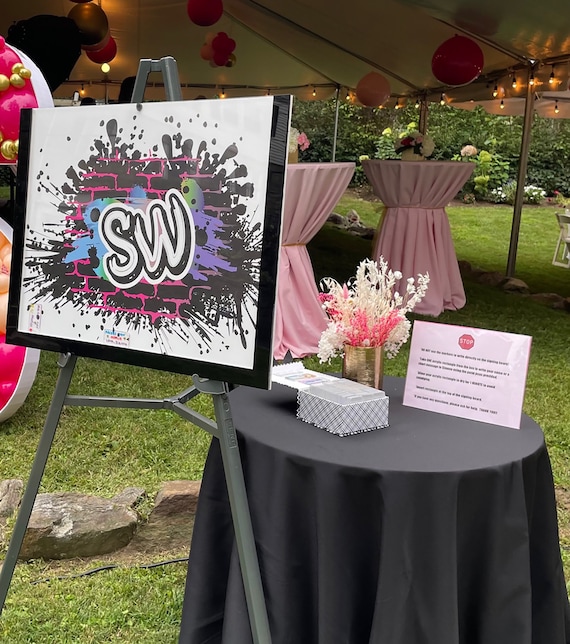 Drop Box Custom Made Bar/Bat Mitzvah Mirrored Acrylic Drop In Sign In Board - Sweet 16,- Weddings, Quinceaneras, Shadow Box Sign In Board