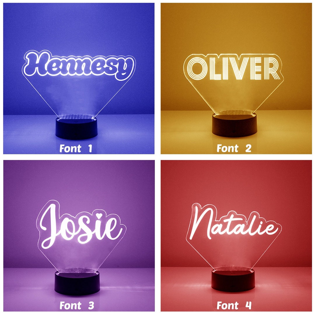 Led Nightlight Name Name Light, Personalized, LED Night Lamp for Kids Teens, Remote Control ...