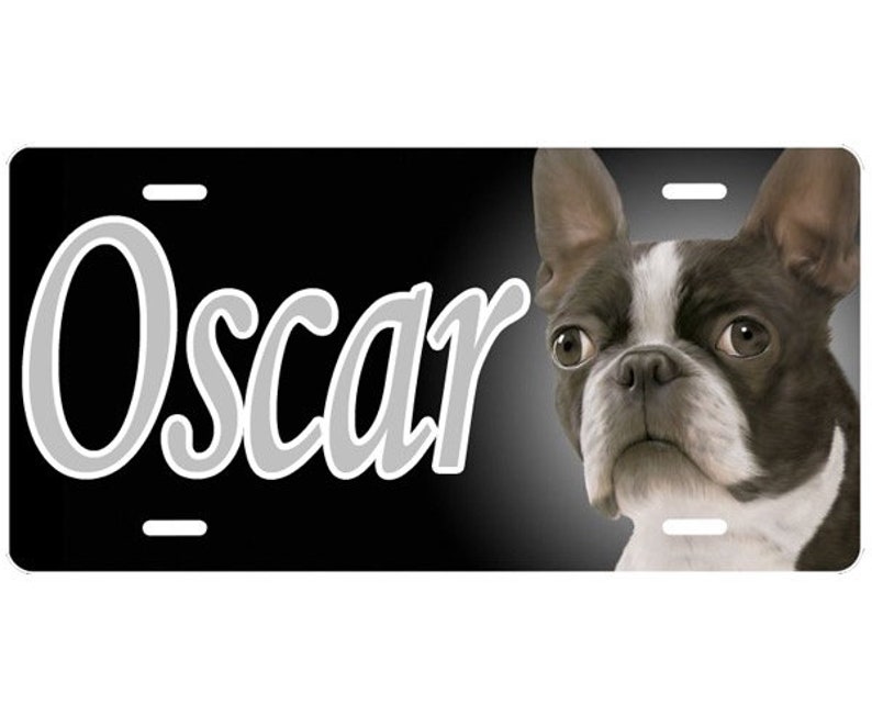 Boston Terrier Vanity Dog License Plate Auto Tag Message Names Create Your Own Any Text on Aluminum Tag Monogram