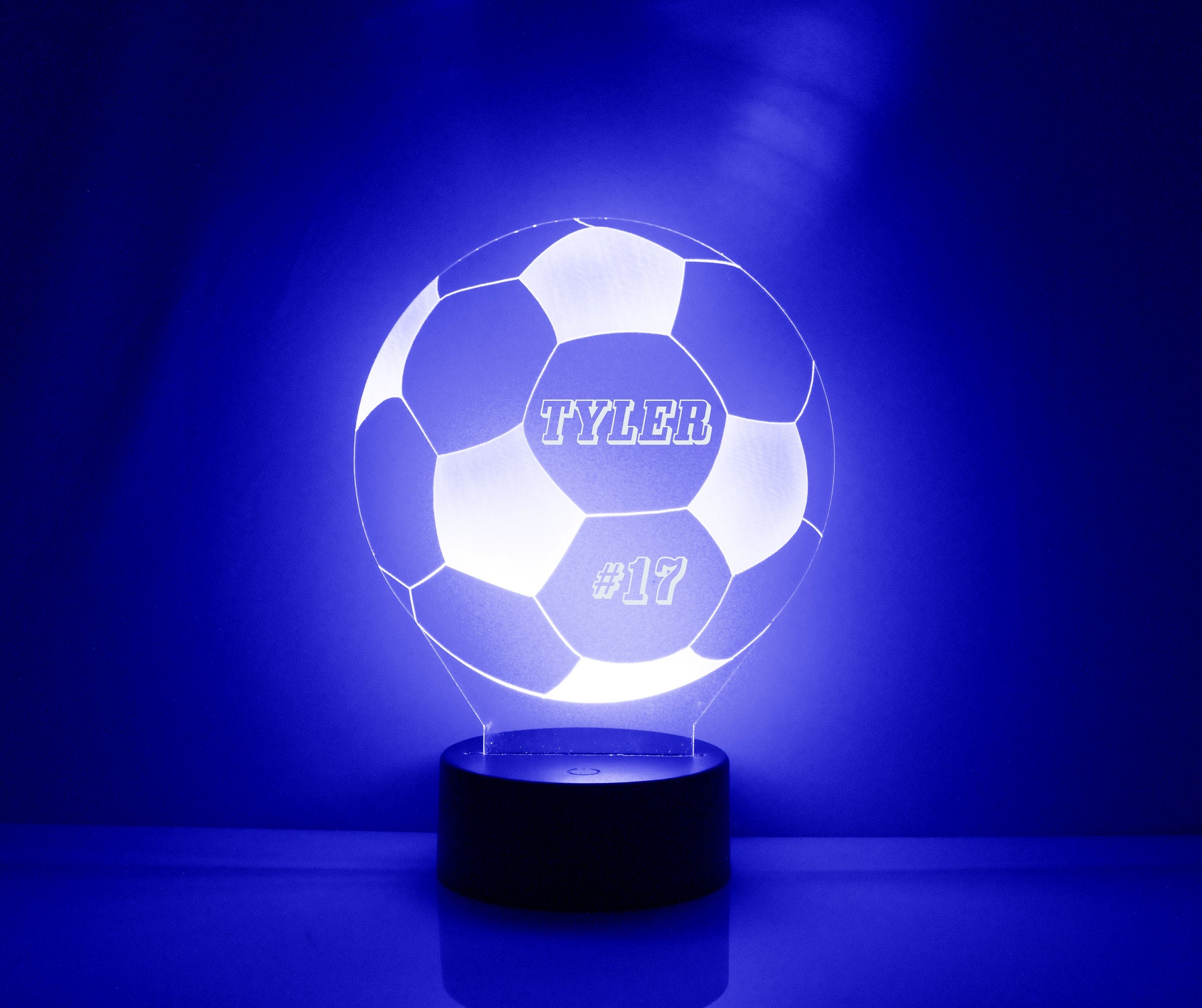 Soccer Ball LED Light up Sign W/ Remote Wood 24 Sport Decor 