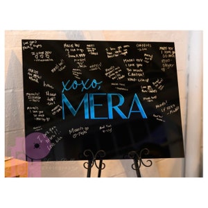 Custom Made Bar/Bat Mitzvah Mirrored Acrylic Sign In Board - Create Your Own Logo - Sweet 16 Party Sign In Board