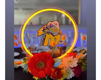 Custom Made Neon Centerpiece Bar/Bat Mitzvah/ Wedding/ Party Acrylic Neon Sign In Board - Create Your Own - Sweet 16, Neon Circle