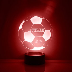 Soccer Ball Night Light, Personalized Free, LED Night Lamp, With Remote Control, Engraved Gift, 16 Color Change, image 7