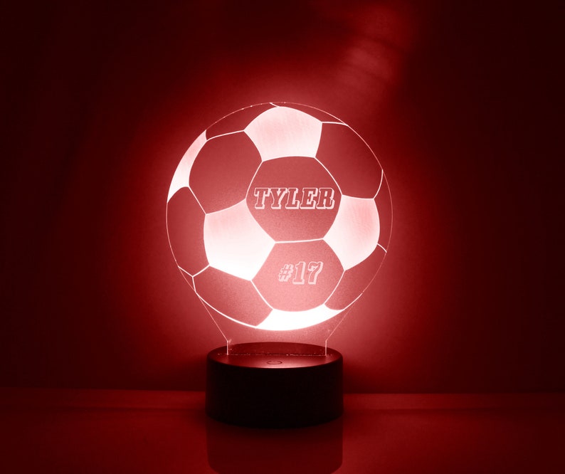 Soccer Ball Night Light, Personalized Free, LED Night Lamp, With Remote Control, Engraved Gift, 16 Color Change, image 7