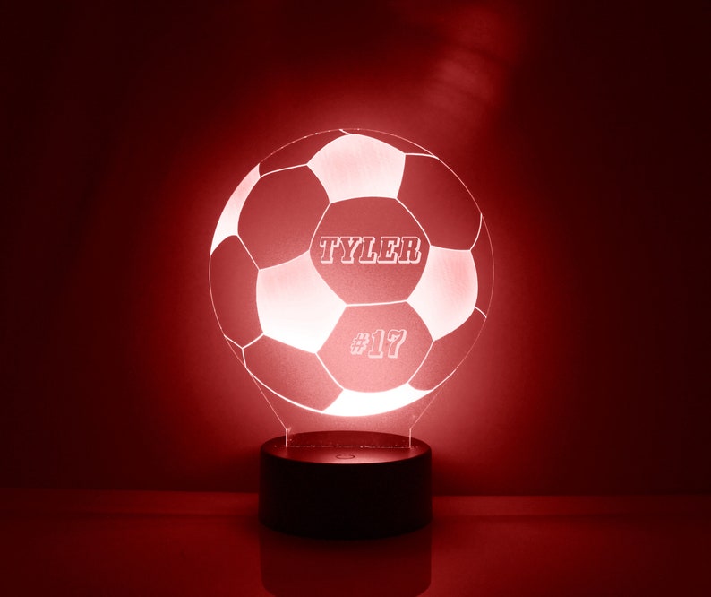 Soccer Ball Night Light 16 Color Change, Engraved Gift LED Night Lamp Personalized Free With Remote Control