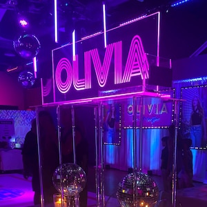 Custom Made LED Acrylic Light Up Centerpieces - Create Your Own Logo or Design - Sweet 16, Birthday, Bar/Bat Mitzvah, Weddings, Graduation