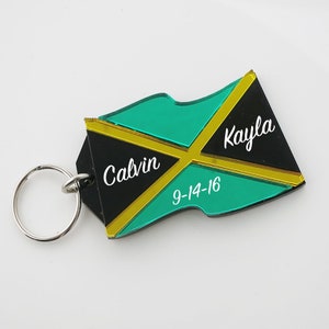 Personalized Jamaican Flag Heritage Key Chain, Personalized Free, Engraved Jamaican Flag Key Chain