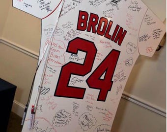 Baseball Jersey Bar Mitzvah Mirrored Acrylic Sign In Board - Customized with Name and Logo - Sports Party Guestbook