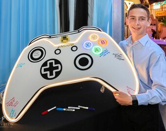 Bar Mitzvah NeonGuest Sign In Board, Game Controller Shaped Sign, Custom Shaped  Sign, Gamer Party Theme