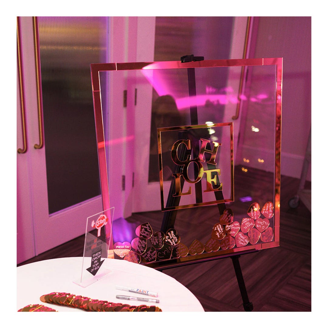 Drop Box Custom Made Bar/bat Mitzvah Mirrored Acrylic Drop in Sign in ...