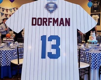 Baseball Jersey Bar Mitzvah Mirrored Acrylic Sign In Board - Customized with Name and Logo - Sports Party Guestbook