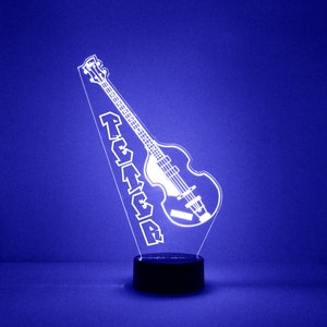 Bass Guitar Night Light, Personalized Free, LED Night Lamp, With Remote Control, Engraved Gift, 16 Color Change, Musician's Gift image 2