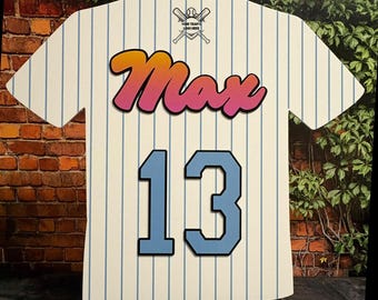 Baseball Jersey Bar Mitzvah Mirrored Acrylic Sign In Board - Customized with Name and Logo - Sports Party Guestbook