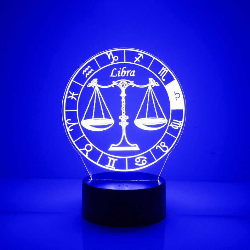 Libra Night Light Personalized Free Zodiac LED Night Lamp Etsy
