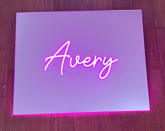 Custom Made Neon Glow Bar/Bat Mitzvah/ Wedding/ Party Acrylic Neon Sign In Board - Create Your Own - Sweet 16, Neon Party Sign In Board