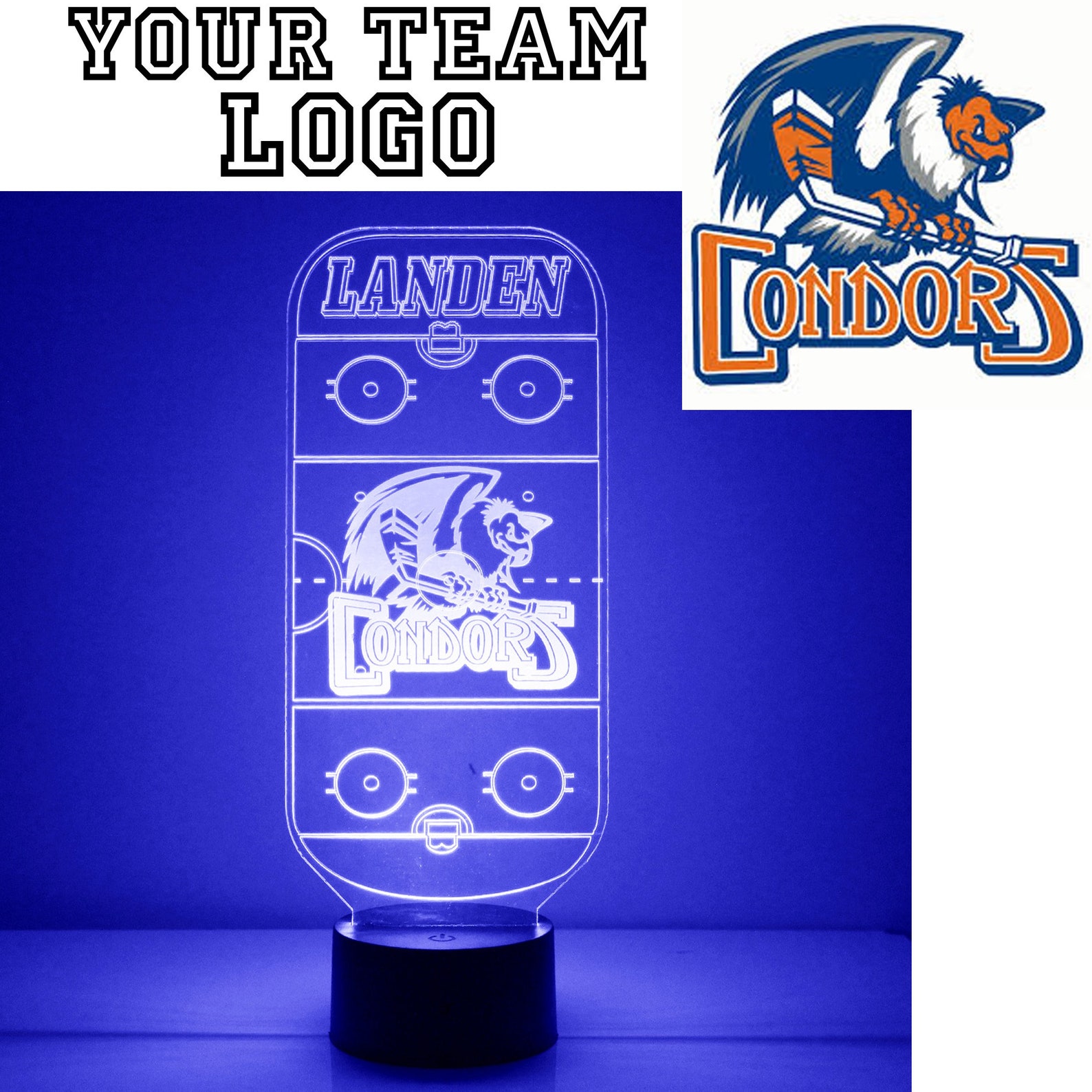 Custom Hockey Team LED Light Up Personalized FREE Your Team Etsy.de