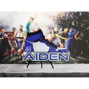 Sneaker Ball Theme, Custom Made Bar/Bat Mitzvah Mirrored Acrylic Sign In Board - Create Your Own Logo - Sweet 16 Party Sign In Board