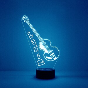 Bass Guitar Night Light, Personalized Free, LED Night Lamp, With Remote Control, Engraved Gift, 16 Color Change, Musician's Gift image 4