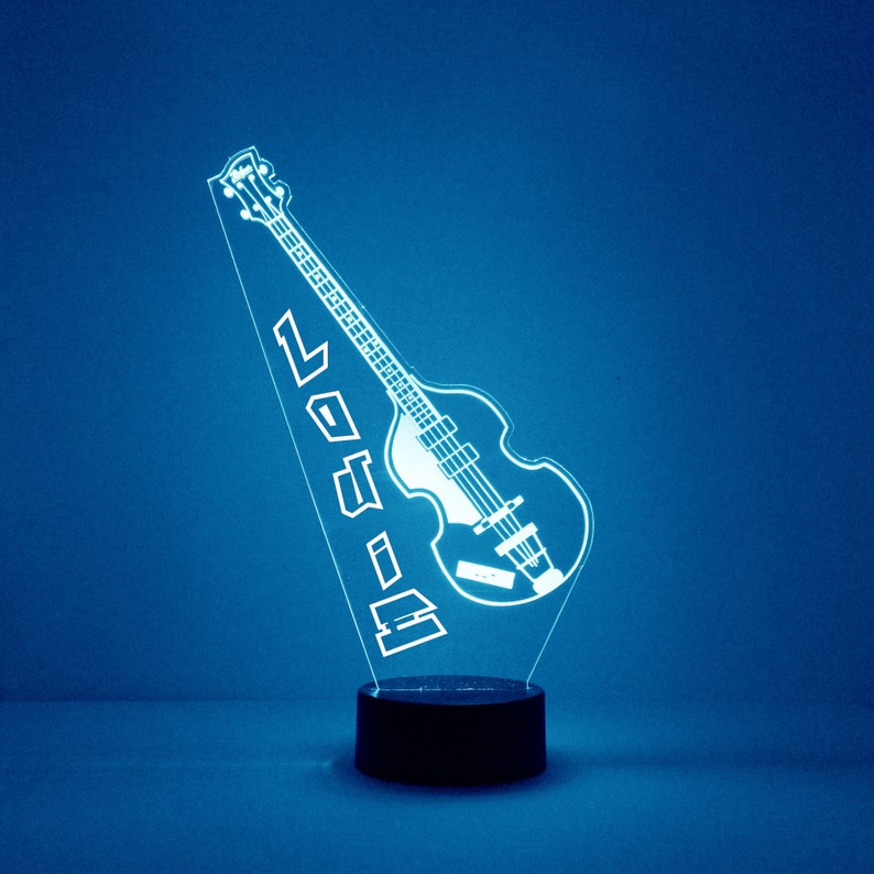 Bass Guitar Night Light, Personalized Free, LED Night Lamp, With Remote Control, Engraved Gift, 16 Color Change, Musician's Gift image 4