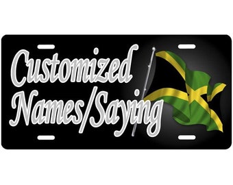 Plaque d’immatriculation du patrimoine jamaïcain - Étiquette automatique - Créez votre propre, noms, message, monogramme, n’importe quel texte sur l’étiquette en aluminium