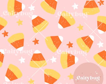 Pink Candy Corn Seamless Pattern 300 DPI PNG Instant Download Digital Papers Fabric Surface Design spooky seamless Pattern File Halloween