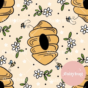Busy Honey Bees Seamless Pattern 300 DPI PNG Instant Download Digital Papers Vinyl Fabric Surface Design bumble bee seamless Pattern File