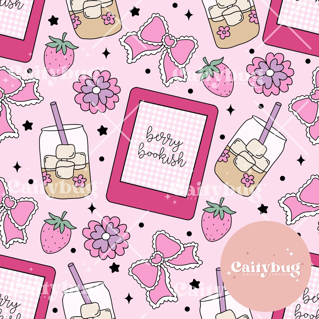 Berry Bookish Seamless Repeating Pattern - Fabric Design for ...