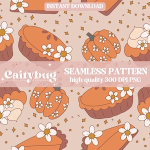 Thanksgiving Dessert Seamless Pattern 300 DPI PNG Instant Download Digital Papers Vinyl Fabric Surface Design Fall Thanksgiving Pattern File