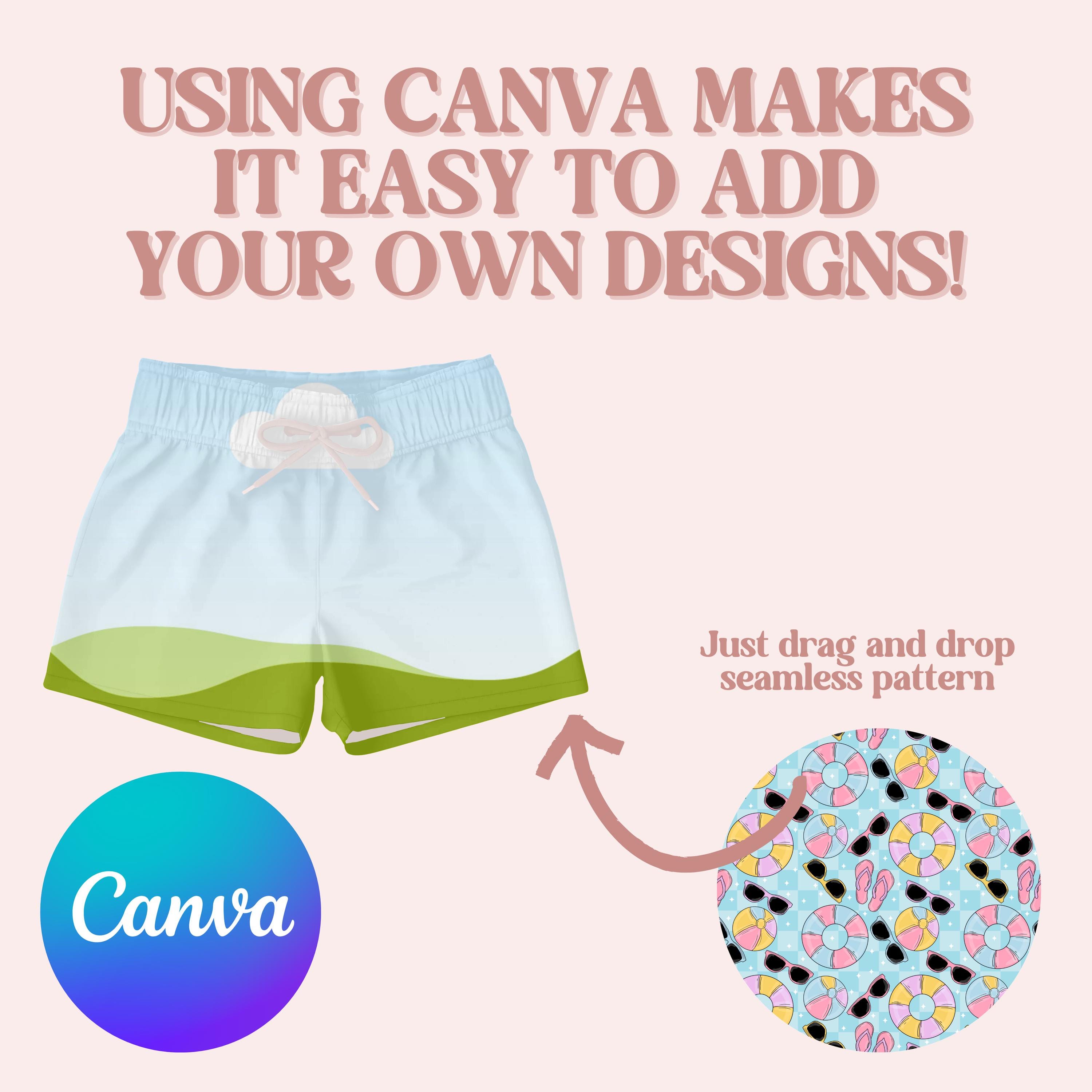 Boys Swim Trunks Realistic Mock-up Template for Canva and Procreate ...